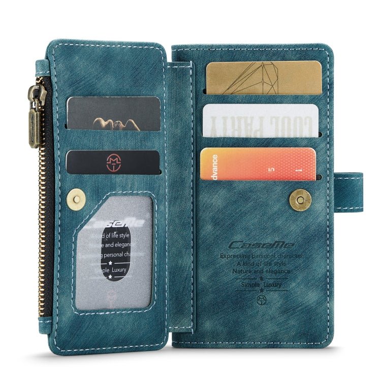 For iPhone X / XS CaseMe - C30 PU + TPU Multifunctional Horizontal Flip Leather Case with Holder & Card Slot & Wallet & Zipper Pocket(Blue) - British D'sire