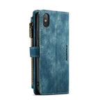 For iPhone X / XS CaseMe - C30 PU + TPU Multifunctional Horizontal Flip Leather Case with Holder & Card Slot & Wallet & Zipper Pocket(Blue) - British D'sire
