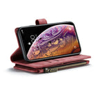 For iPhone X / XS CaseMe - C30 PU + TPU Multifunctional Horizontal Flip Leather Case with Holder & Card Slot & Wallet & Zipper Pocket(Red) - British D'sire