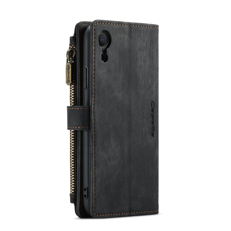 For iPhone XR CaseMe - C30 PU + TPU Multifunctional Horizontal Flip Leather Case with Holder & Card Slot & Wallet & Zipper Pocket(Black) - British D'sire