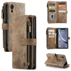 For iPhone XR CaseMe - C30 PU + TPU Multifunctional Horizontal Flip Leather Case with Holder & Card Slot & Wallet & Zipper Pocket(Brown) - British D'sire