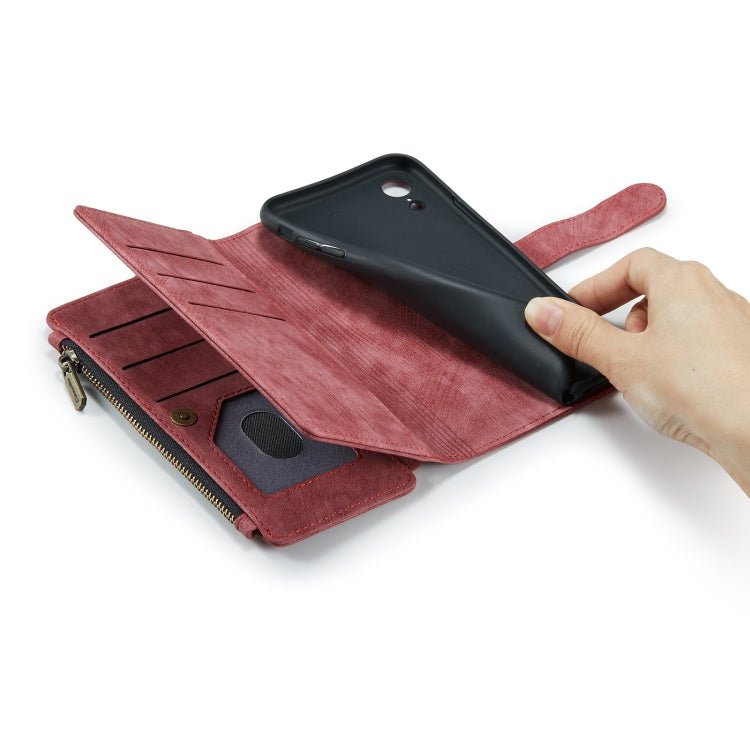 For iPhone XR CaseMe - C30 PU + TPU Multifunctional Horizontal Flip Leather Case with Holder & Card Slot & Wallet & Zipper Pocket(Red) - British D'sire