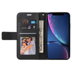 For iPhone XR GQUTROBE Right Angle Leather Phone Case(Black) - British D'sire