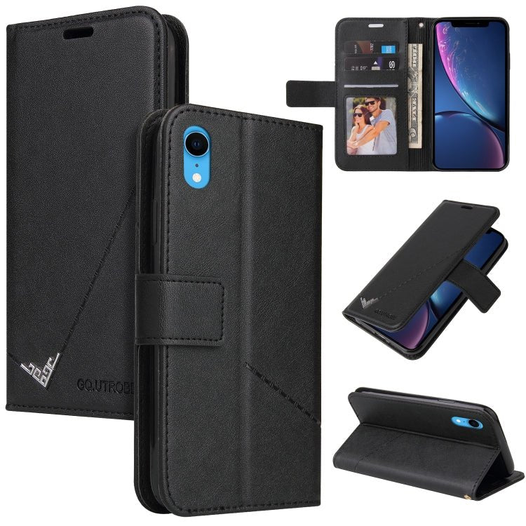 For iPhone XR GQUTROBE Right Angle Leather Phone Case(Black) - British D'sire Main image