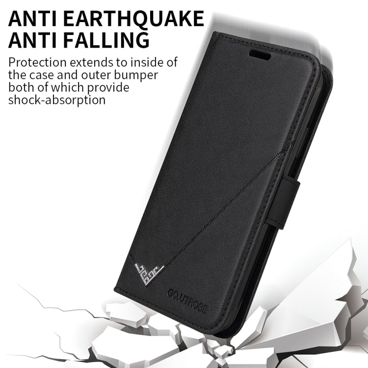 For iPhone XR GQUTROBE Right Angle Leather Phone Case(Black) - British D'sire