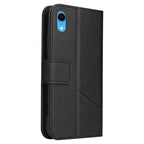 For iPhone XR GQUTROBE Right Angle Leather Phone Case(Black) - British D'sire