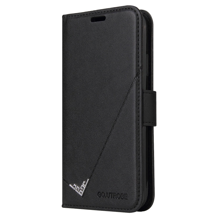 For iPhone XR GQUTROBE Right Angle Leather Phone Case(Black) - British D'sire
