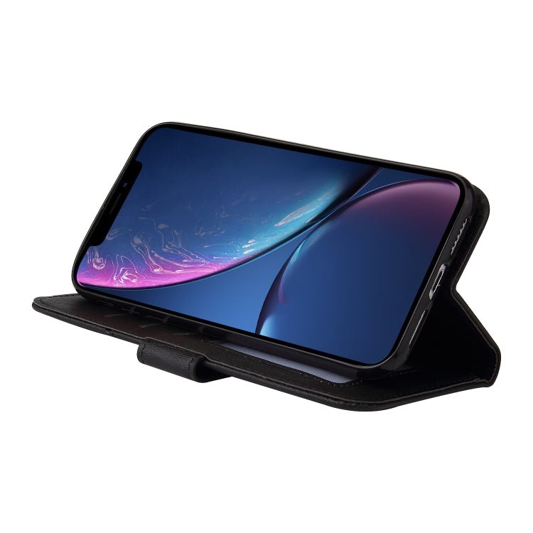 For iPhone XR GQUTROBE Right Angle Leather Phone Case(Black) - British D'sire