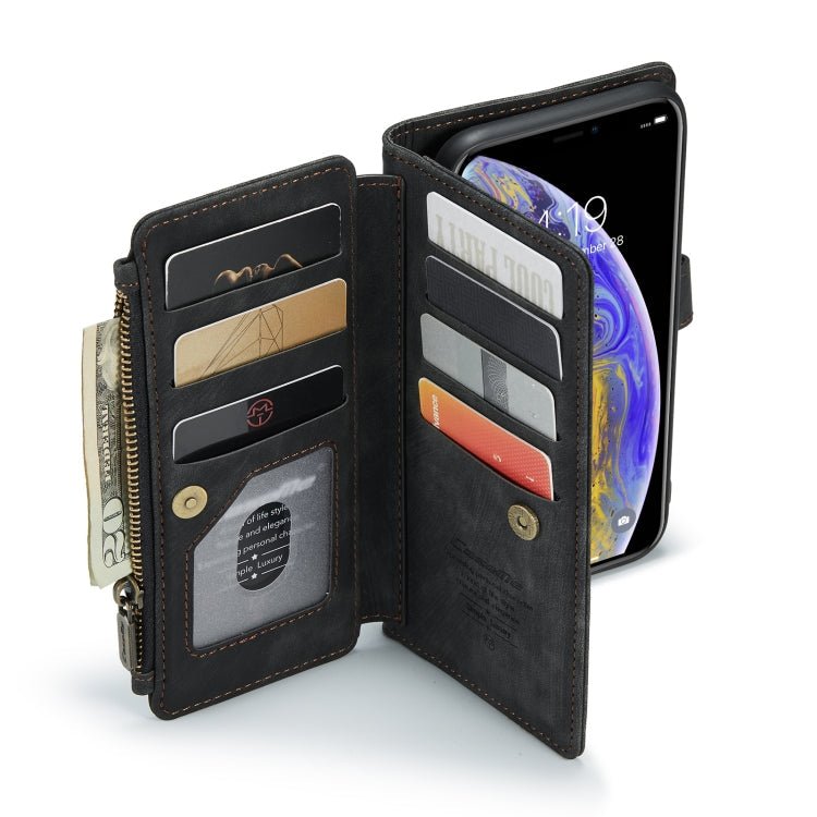 For iPhone XS Max CaseMe - C30 PU + TPU Multifunctional Horizontal Flip Leather Case with Holder & Card Slot & Wallet & Zipper Pocket(Black) - British D'sire