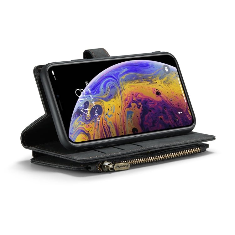 For iPhone XS Max CaseMe - C30 PU + TPU Multifunctional Horizontal Flip Leather Case with Holder & Card Slot & Wallet & Zipper Pocket(Black) - British D'sire