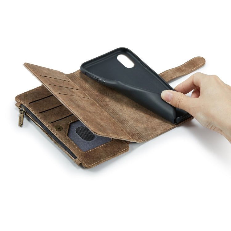 For iPhone XS Max CaseMe - C30 PU + TPU Multifunctional Horizontal Flip Leather Case with Holder & Card Slot & Wallet & Zipper Pocket(Brown) - British D'sire