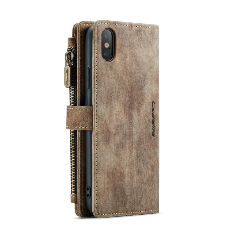 For iPhone XS Max CaseMe - C30 PU + TPU Multifunctional Horizontal Flip Leather Case with Holder & Card Slot & Wallet & Zipper Pocket(Brown) - British D'sire