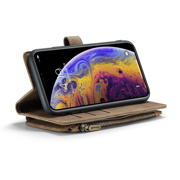 For iPhone XS Max CaseMe - C30 PU + TPU Multifunctional Horizontal Flip Leather Case with Holder & Card Slot & Wallet & Zipper Pocket(Brown) - British D'sire