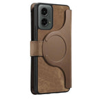 For Motorola Moto G 2024 5G CaseNeo MagSafe RFID Anti - theft Zipper Wallet Retro Leather Phone Case(Brown) - British D'sire