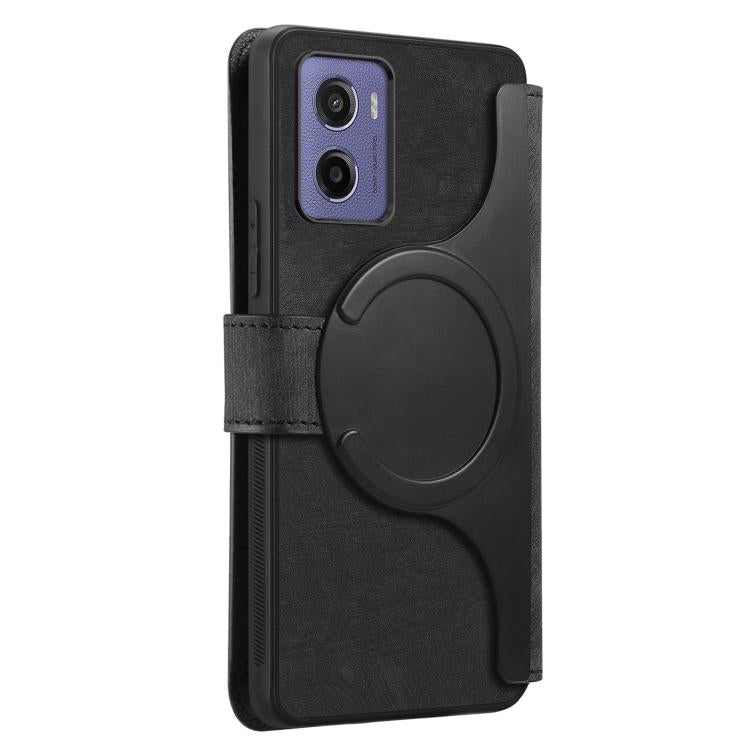 For Motorola Moto G05 CaseNeo MagSafe RFID Anti - theft Retro Leather Phone Case(Black) - British D'sire