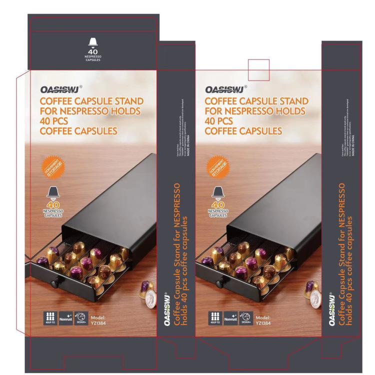 For Nespresso OASISWJ YZ1384 Handle Model 40pcs Dustproof Coffee Capsule Organizer(Black) - British D'sire