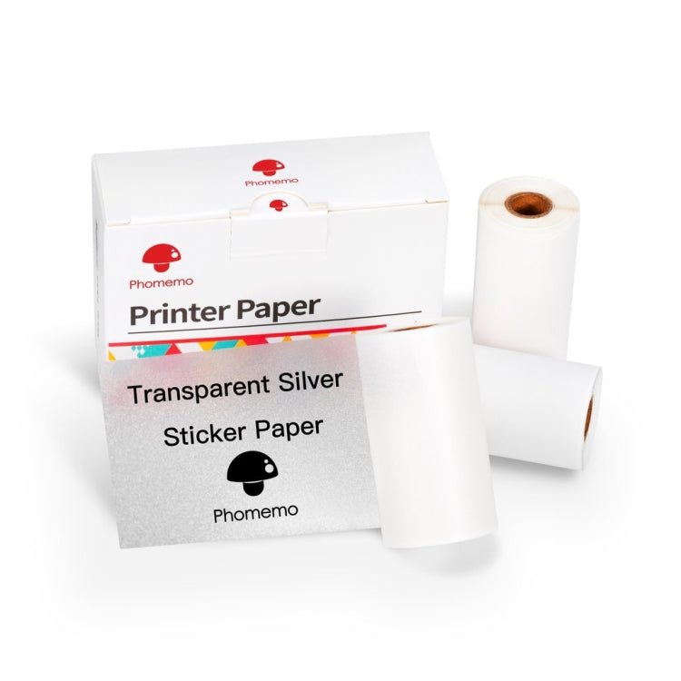 For Phomemo M02 / M02S / M02Pro 3rolls /Pack 50mm Anti - Dry Glue Thermal Labels(White Glitter Full Transparent Black Letter) - British D'sire Main image