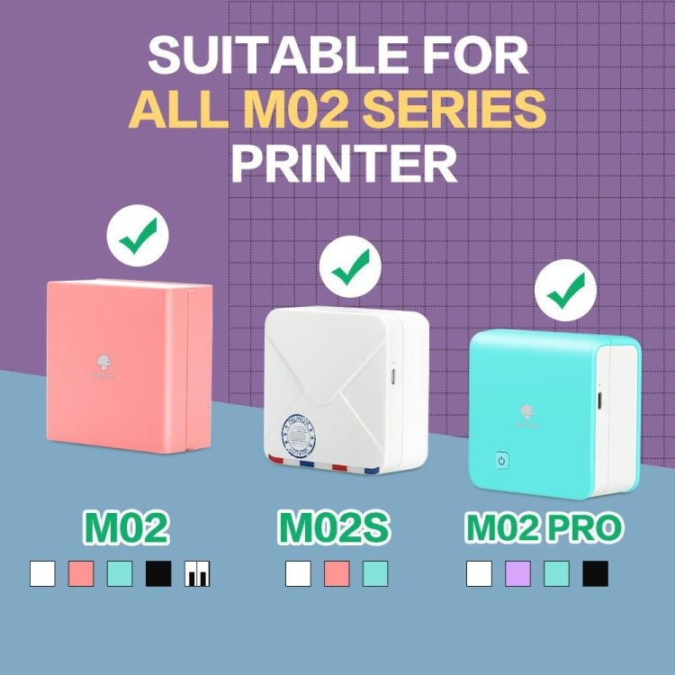 For Phomemo M02 / M02S / M02Pro 3rolls /Pack 53mm Self - Adhesive Black Letter Printer Thermal Labels On Purple / Rose Red / Orange Bottom - British D'sire
