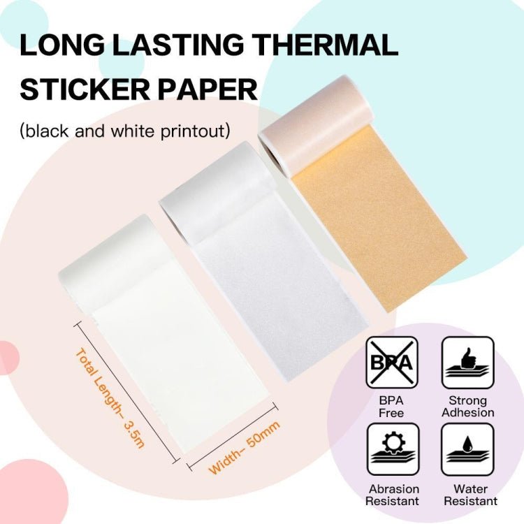 For Phomemo M02 / M02S / M02Pro 3rolls /Pack Transparent / Translucent / Gold Powder Black Letter Thermal Label Printing Paper Secondary image