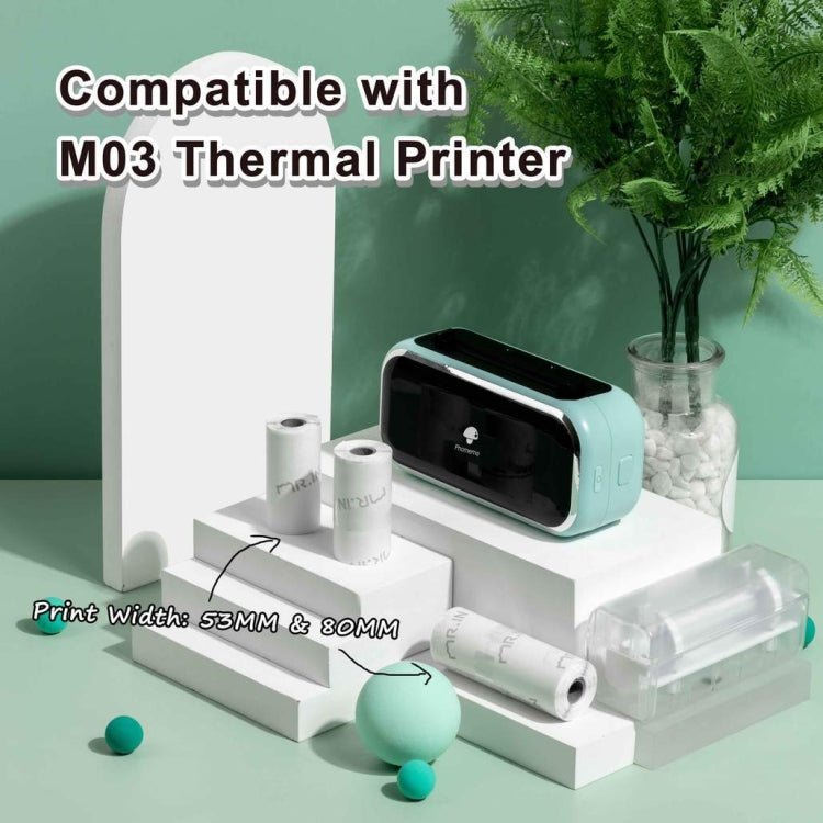 For Phomemo M03 Series 3rolls /Pack 80mmx3.5m 10 Years Thermal Self - adhesive Black on White Printing Paper - British D'sire