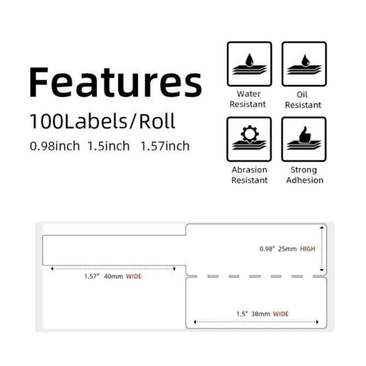 For Phomemo M110 / M200 100pcs /Roll 25x38mm Cable Self-Adhesive Thermal Labels(Red) Secondary image