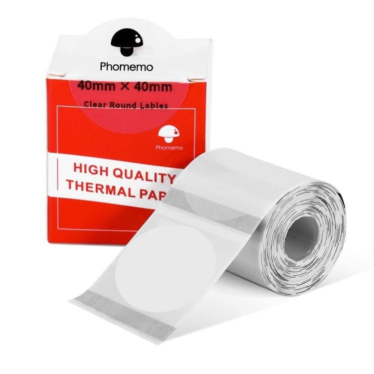 For Phomemo M110 / M200 180pcs /Roll 40x40mm Circular Transparent Self - Adhesive Tag - British D'sire Main image