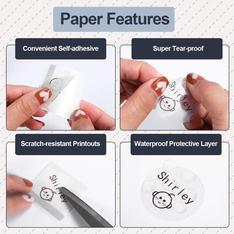 For Phomemo M110 / M200 180pcs /Roll 40x40mm Circular Transparent Self - Adhesive Tag - British D'sire