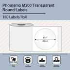 For Phomemo M110 / M200 180pcs /Roll 40x40mm Circular Transparent Self - Adhesive Tag - British D'sire