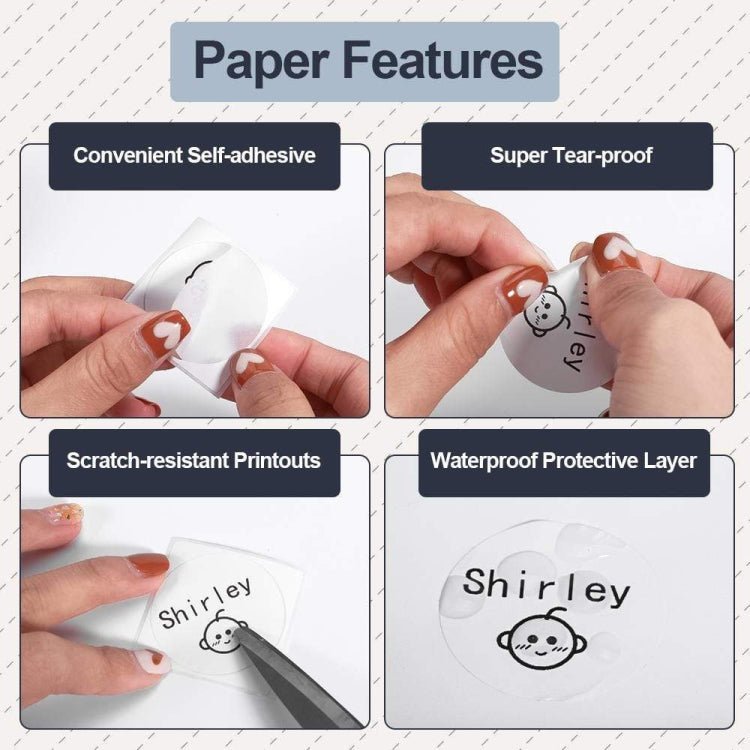 For Phomemo M110 / M200 180pcs /Roll 40x40mm Round Self - Adhesive Thermal Labels - British D'sire