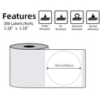 For Phomemo M110 / M200 200pcs /Roll 30x30mm Round Self - Adhesive Thermal Labels - British D'sire