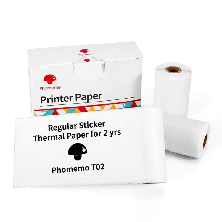For Phomemo T02 3rolls Bluetooth Printer Thermal Paper Label Paper 50mmx3.5m 2 Years Black on White Sticker - British D'sire Main image