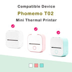 For Phomemo T02 3rolls Bluetooth Printer Thermal Paper Label Paper 50mmx3.5m 2 Years Black on White Sticker - British D'sire