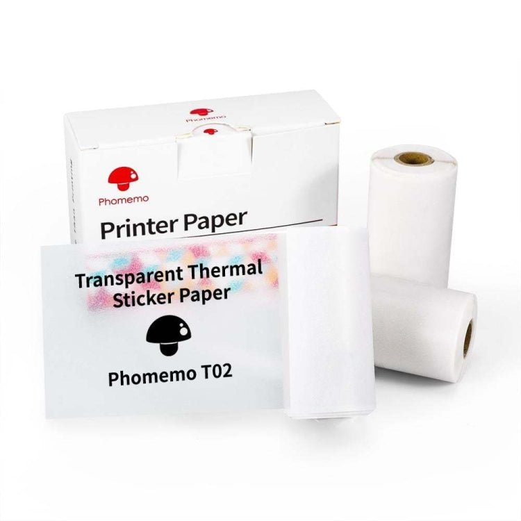 For Phomemo T02 3rolls Bluetooth Printer Thermal Paper Label Paper 50mmx3.5m 20 Years Black on Transparent Sticker - British D'sire Main image