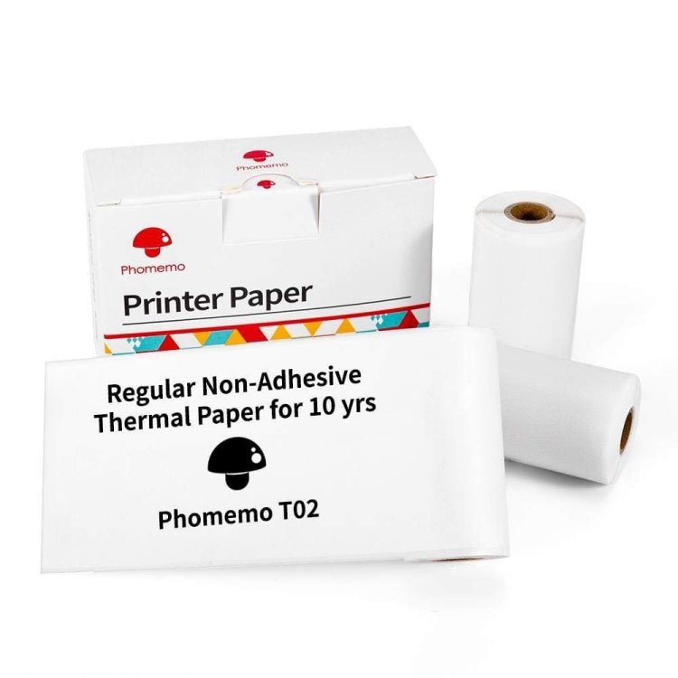 For Phomemo T02 3rolls Bluetooth Printer Thermal Paper Label Paper 53mmx6.5m 10 Years Black on White No Adhesive - British D'sire Main image