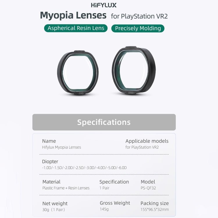 For PlayStation VR2 Hifylux Myopia Glasses Aspherical Resin Lens( - 6.0D) - British D'sire