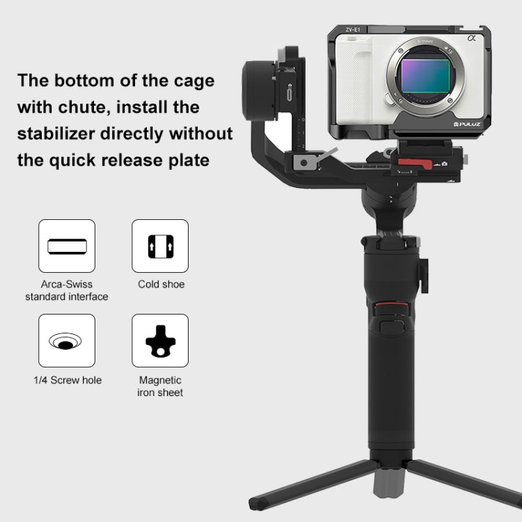 For Sony ZV-E1 PULUZ Aluminum Alloy Camera Cage Stabilizer (Black) - British D'sire