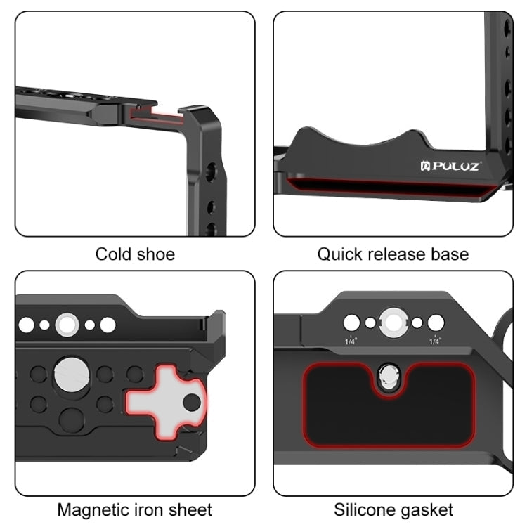 For Sony ZV-E1 PULUZ Aluminum Alloy Camera Cage Stabilizer (Black) - British D'sire