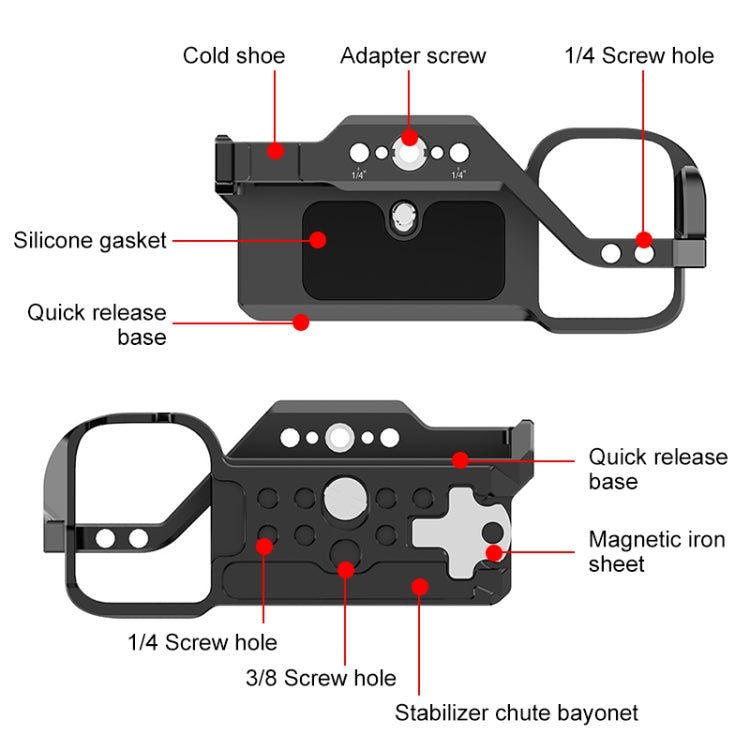 For Sony ZV-E1 PULUZ Aluminum Alloy Camera Cage Stabilizer (Black) - British D'sire