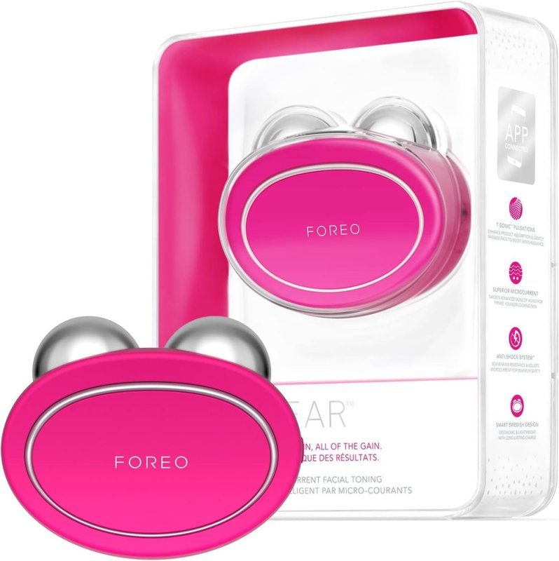 Foreo Bear Smart Microcurrent Face Lift Device | Face Sculptor & Jaw Excerciser | Immediately Visible Non-Invasive Face Lift | Antiaging | Safe & Painless | Fuchsia - Beauty Tools - British D'sire