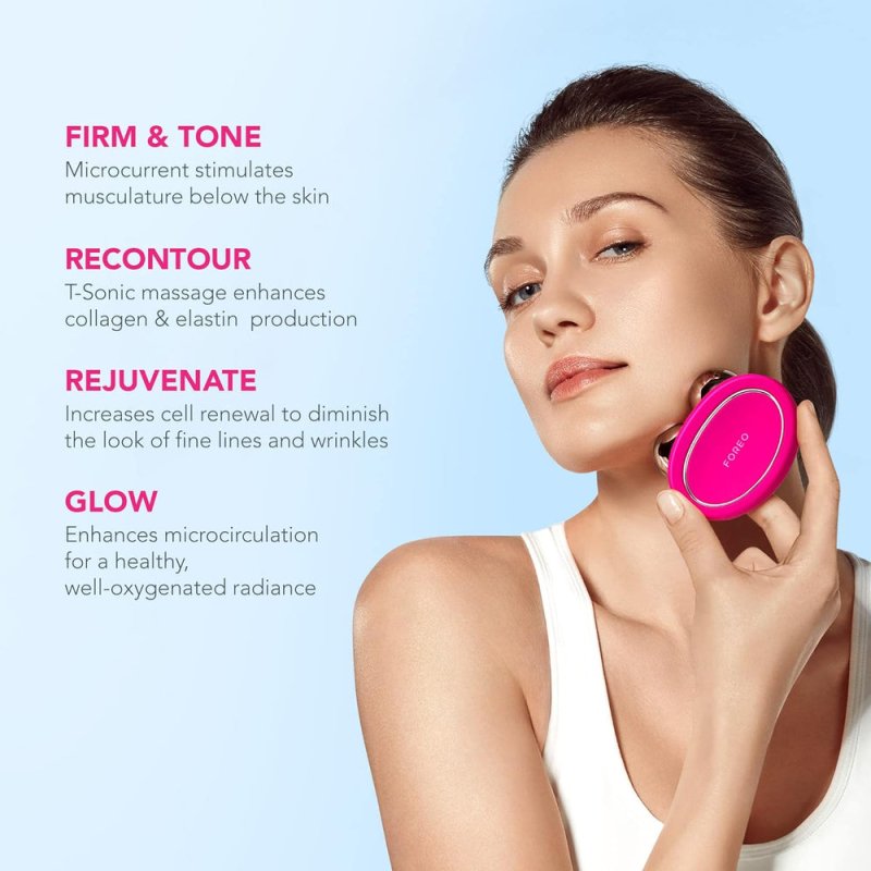 Foreo Bear Smart Microcurrent Face Lift Device | Face Sculptor & Jaw Excerciser | Immediately Visible Non-Invasive Face Lift | Antiaging | Safe & Painless | Fuchsia - Beauty Tools - British D'sire
