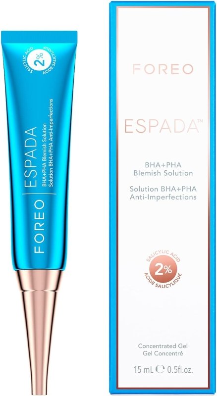 FOREO ESPADA BHA+PHA Blemish Solution 15 ml, Acne Treatment & Blackhead Remover, Face Care, 2% Salicylic Acid, Witch Hazel, Tea Tree Oil, Niacinamide, Dermatologist-Tested, Cruelty-Free & Vegan, Blue - Acne treatment - British D'sire Main image