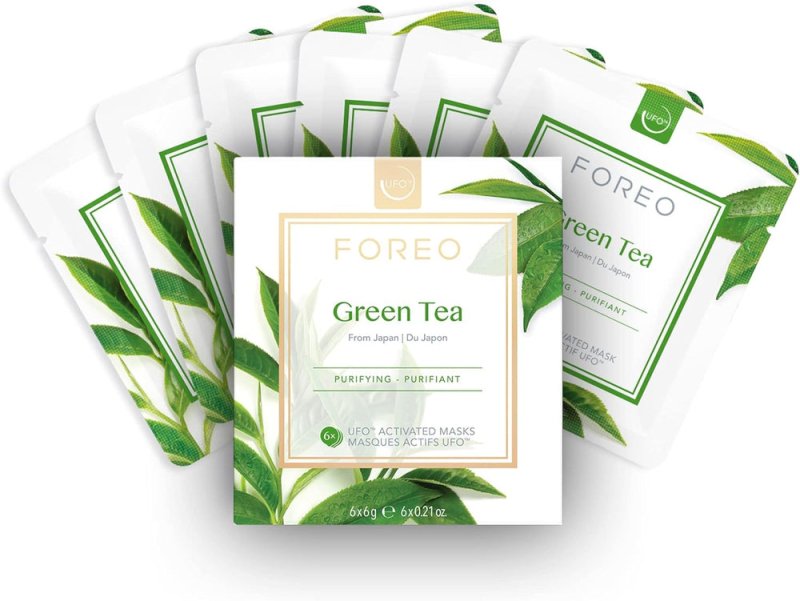 FOREO Green Tea UFO Activated Facial Mask for Blemish-Prone Oily Skin, 6 pack, Purifying, Antioxidant, Moisturizing, Green Tea & Ulmus Extract, Cruelty-Free, Clean Formula, Compatible with UFO 2 & UFO - Face Masks - British D'sire