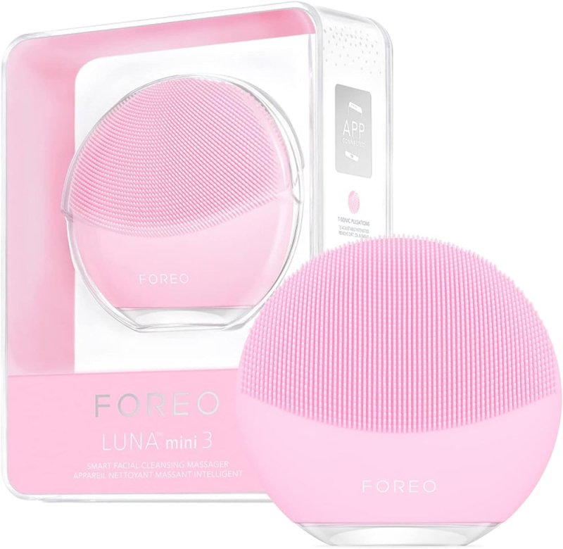 Foreo Luna Mini 3 Facial Cleansing Brush - Travel Accessories - Face Massager Electric, Ultra - Hygienic Silicone - Simple Face Wash - Electric Face Cleanser - App - Connected - Pearl Pink - Facial Cleansers - British D'sire
