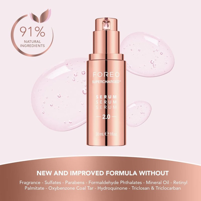 FOREO SUPERCHARGED SERUM 2.0 - Anti-aging Face Serum - Conductive Gel - Moisturizing Face Care - Hyaluronic Acid & Squalane - Vegan & Cruelty-free - All Skin Types - 30ml - Serums - British D'sire