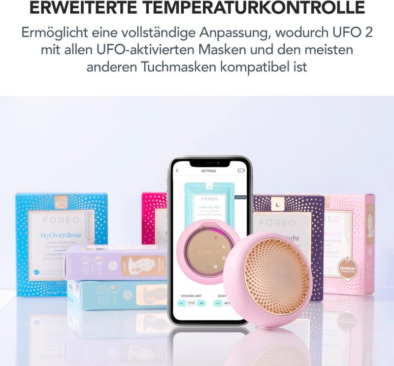 FOREO UFO 2 Full Facial LED Mask Treatment, Full LED Spectrum & Red Light Therapy, Face Masks Beauty Treatment, Warming, Cooling, Face Massager, Moisturiser, Increased Skin Care Absorption, Black - Beauty Tools - British D'sire
