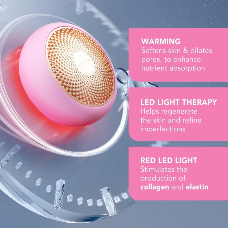 FOREO UFO Full Facial LED Face Mask Treatment, Red Light Therapy Face Care, Korean Skincare, Thermotherapy, Cryotherapy, Face Massager, Moisturiser, Increased Skin Care Absorption - Pearl Pink - Beauty Tools - British D'sire