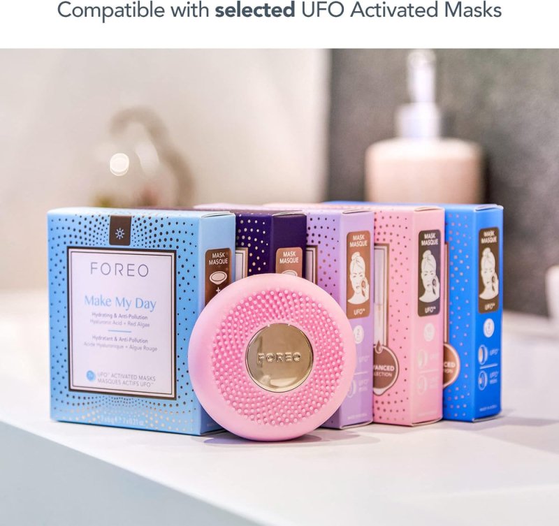 Foreo Ufo Mini Full Facial Led Mask Treatment, Red Light Therapy, Face Masks Beauty Treatment, Korean Skincare, Thermotherapy & Face Massager, Moisturiser, Increased Skin Care Absorption, Pearl Pink - Beauty Tools - British D'sire