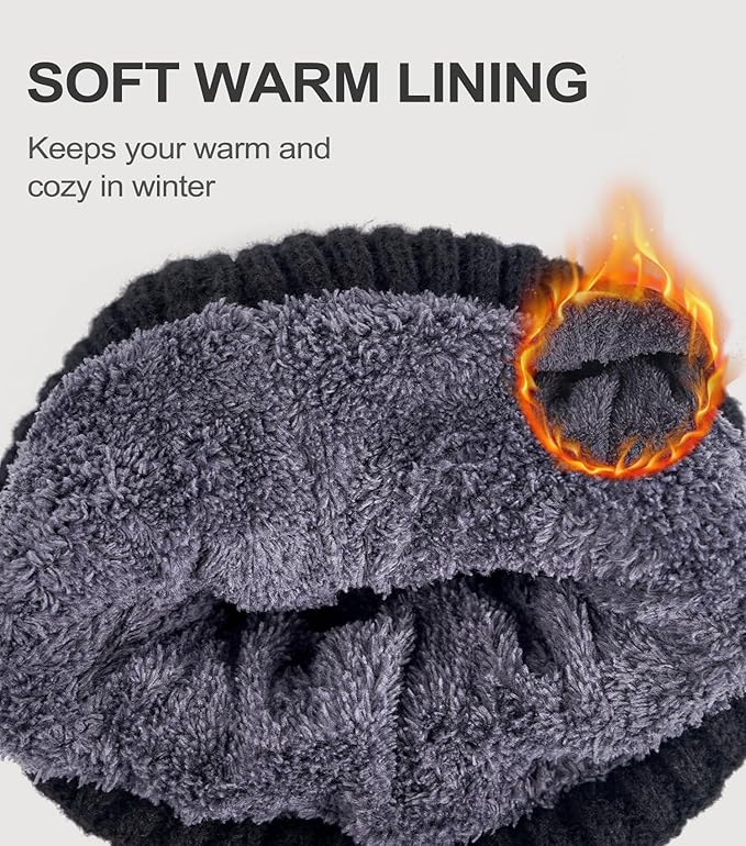 FORVEVO Beanie Hats for Men, Winter Hats with Thick Warm Fleece Lining, Thermal Knit Beanie Hat for Men Secondary image