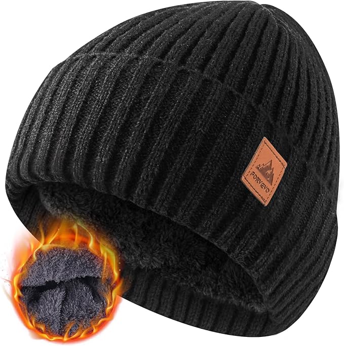 FORVEVO Beanie Hats for Men, Winter Hats with Thick Warm Fleece Lining, Thermal Knit Beanie Hat for Men - Hats & Caps - British D'sire Main image