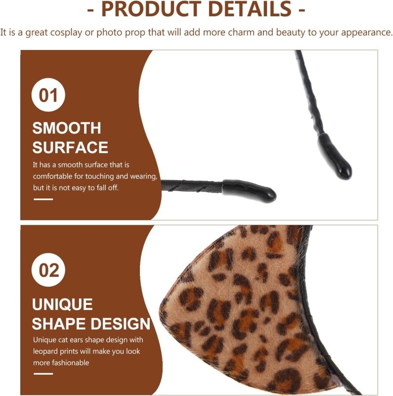 Frcolor 2‑Pack Leopard & Black Cat Ear Headbands - Headbands - British D'sire